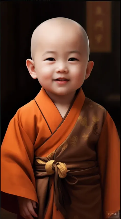 Close-up of a bald in a robe, lovely digital painting, monk clothes ...