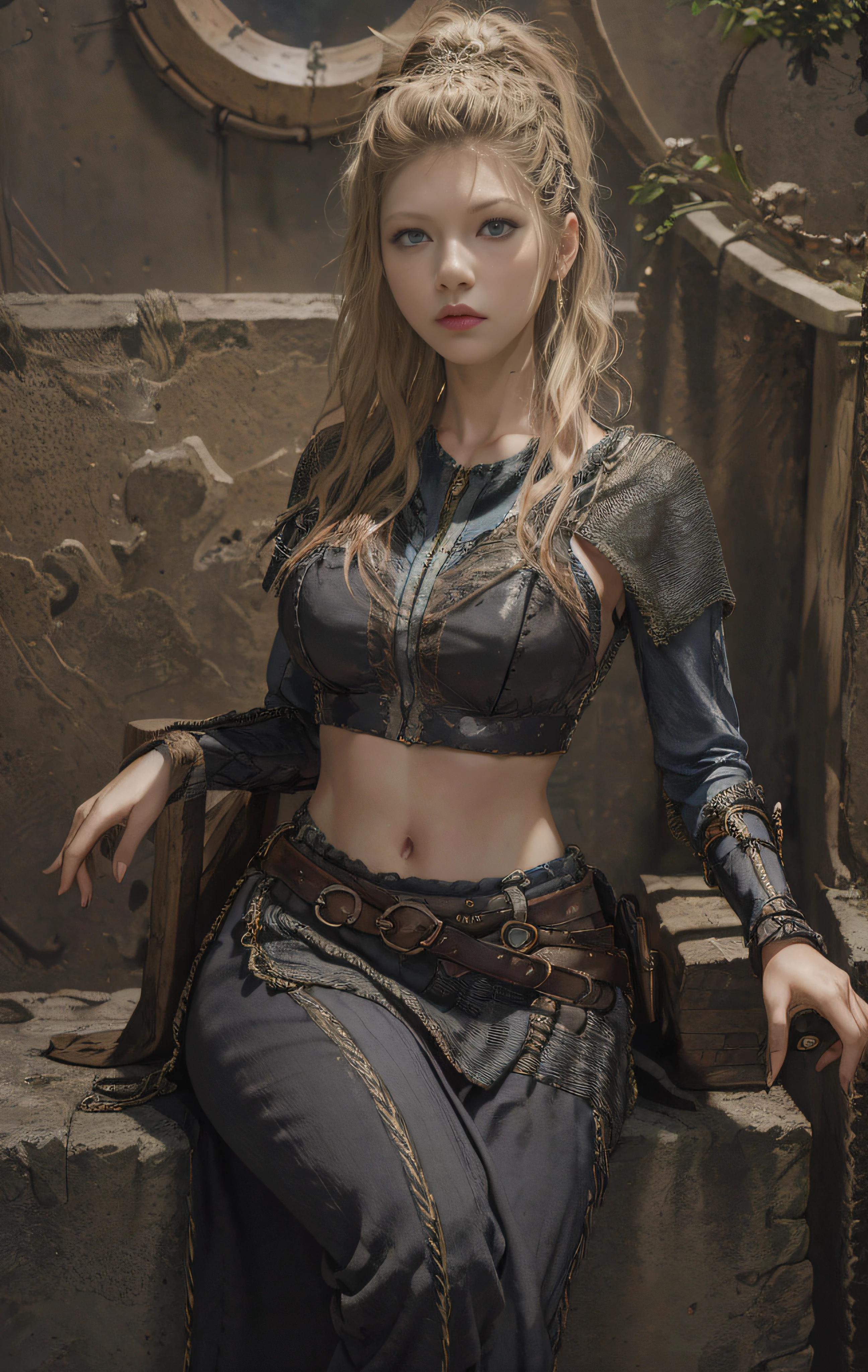 fotorrealista, ultra-high-resolution, (Tiro de encaje: 1.2), ((Katheryn Winnick: 1.3)\(Vikingos)\(Lagertha)), hiperdetallado, (skindentation), lindo, femenino, cuerpo detallado, (cara detallada: 1.1), (iris delineado), (lentes Hidrocor), (ojos perfectos), 4K, hermoso, (obra maestra: 1.2), (mejor calidad: 1.2), (una mujer hermosa), caderas anchas, muslos gruesos, (senos grandes: 1.2) y (pechos enormes: 1.2), ombligo que muestra, tacones altos, ((crop top)), ((minifalda)), gargantilla, guarra, pose seductora, pechos alegres, thicc, (solo)