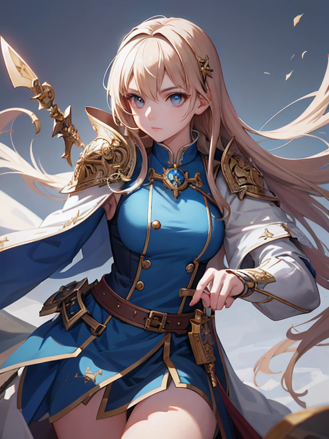 Anime girl with sword and shield in her hand, pretty female cleric ...