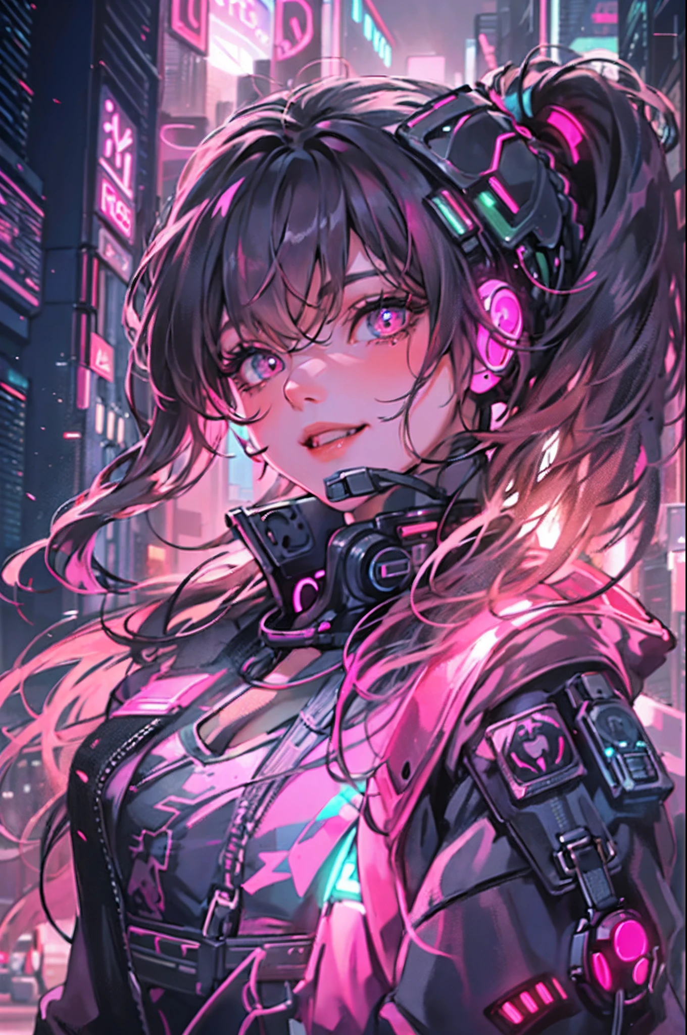 1male people、(A handsome man:1.4)、(A confident smile:1.2)、(30 age old)、(brunette color hair)、(Top image quality)、(8K picture quality)、(cyber punk perssonage)、(masutepiece)、(Wear a military uniform with a shiny cyberpunk hood)、(A confident smile:1.2)、(Full body photo)、(Excessive glowing flowers flying:1.5)、cinematric light, Cinema Shadow, Sharp Images, Extremely detailed, volumetr, bright sprite, particle effect, beautiful effects, Vivid colors, neonlight, (pink neon lights:1.5), Highly detailed image textures, detailed hairs, Detailed face, Detailed eyes, Full body photo, City、Dark hair、A shimmering red halo、Photo from the knee up、beautiful effects, Vivid colors, Highly detailed image textures, detailed hairs, Detailed eyes,(cyberpunk city landscape:1.5)、