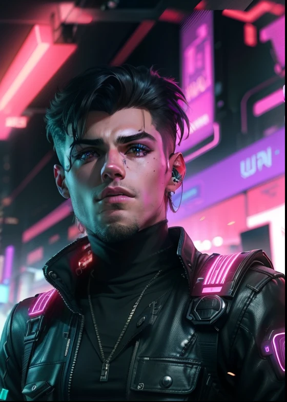 background cyberpunk handsome boy,8k,ultrahd - SeaArt AI