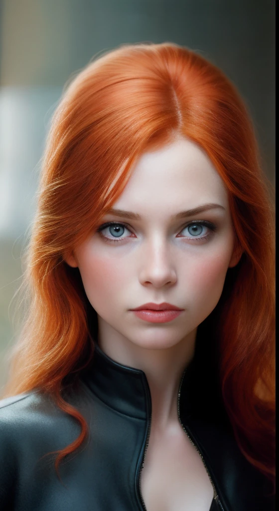 Natural redhead woman, 50 millimeters, Cinematic, Kodak Portra 400, photography of：Martin Schoeller, Natural light,