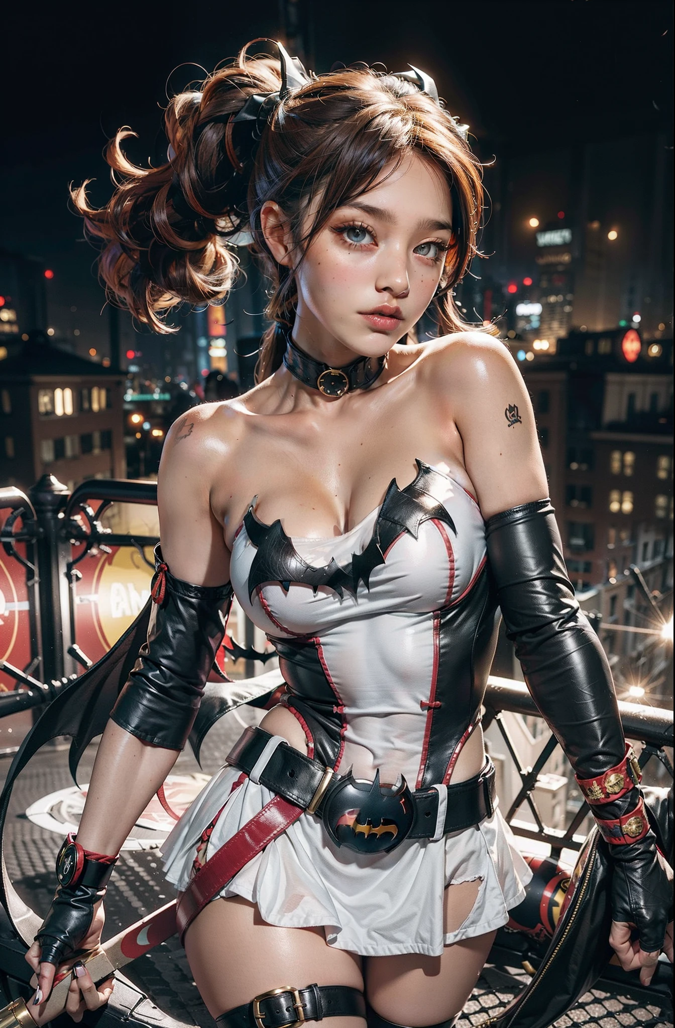 A woman in a cosplay outfit posing on a rooftop - SeaArt AI