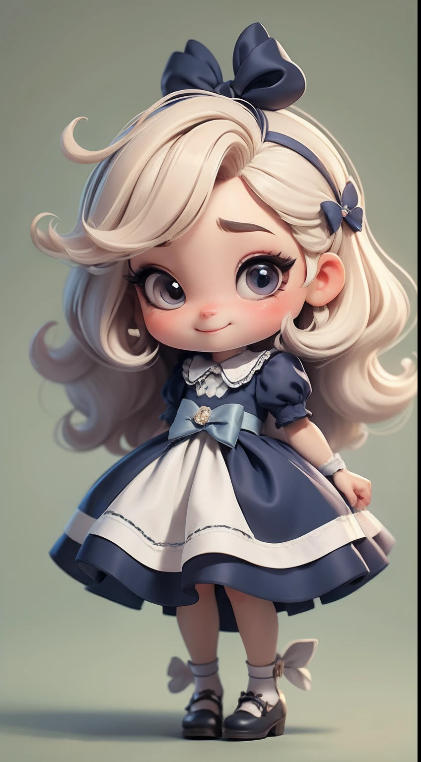 Erstellen Sie eine Baby-Chibi-Version der Figur Alice in einer 8K-Auflösung.

Chibi Alice Puppe: Sie sollte bezaubernd und süß aussehen, Die ikonischen Elemente des Originalcharakters bleiben erhalten. Chibi Alice muss ein rundes Gesicht mit großen, leuchtenden Augen haben, lange Wimpern und rosige Wangen. Ihr Haar sollte kurz sein und kräftige Blond- oder Hellbrauntöne aufweisen..

schönes Kleid: Kleide Chibi Alice in einem süßen und eleganten Kleid in Rot- oder Weißtönen. Das Kleid kann Rüschen haben, Spitze und Details, die sich auf das Thema Wunderland beziehen. Fügen Sie Schleifen oder Bänder hinzu, um einen Hauch von Zartheit zu verleihen.

Schürze und Schleife: Fügen Sie eine weiße Schürze über Alice Chibis Kleid hinzu, in der Taille mit einer zarten Schleife gebunden. Die Schürze kann kleine Details wie Taschen oder dezente Stickereien aufweisen.

Süße Socken und Schuhe: Vervollständigen Sie den Look von Chibi Alice mit blau-weiß gestreiften Socken oder lustigen Details. An den Füßen, zieh süße Puppenschuhe an, mit Bändern oder Schnallen.

zauberhafte Accessoires: Füge dem Alice-Chibi hübsche Accessoires hinzu, wie eine Schleife im Haar oder eine Tiara mit Wunderland-Details. Sie können auch süße Themenaccessoires in Ihre Hände einbeziehen.

Achten Sie darauf, Schatten hinzuzufügen, Texturen und Details im Haar, Alice Chibis Kleidung und Accessoires machen sie noch bezaubernder und charmanter. Geben Sie ihm einen lächelnden Ausdruck und ein süßes Lächeln auf sein Gesicht, das Wesen des Charakters auf eine feine und charmante Weise einzufangen.