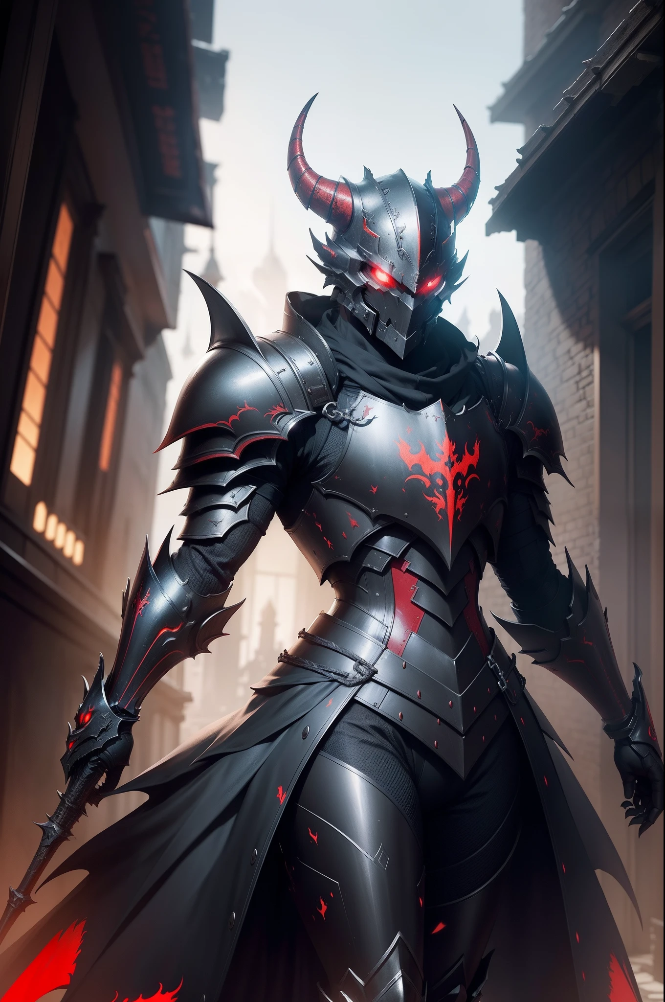 There is a man in a black and red outfit, who poses, kitsune inspired armor, Demonic dragon-inspired armor, Black and red reflected armor, Black and red armor, Dragon inspired suit, Dragon-inspired armor, Male Robot Anthro Dragon, Wearing techwear and armor, draconian-looking armor, Wojtek FUS, Fantasy-inspired dragon armor, Im Trend in CGsociety