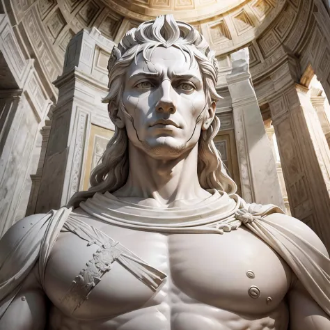Caesar great Legendary emperor hyper realistic super Beautiful sculpture hyper realistic super detailed main details of the Roma...