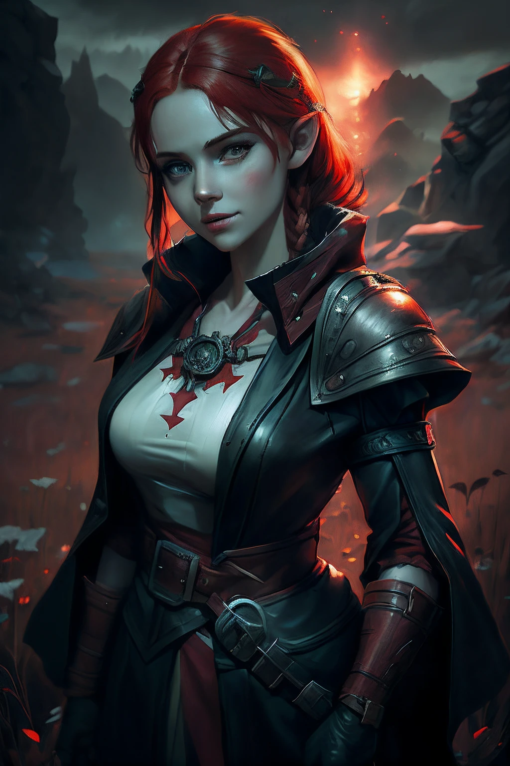 Witch with red hair and leathe - SeaArt AI