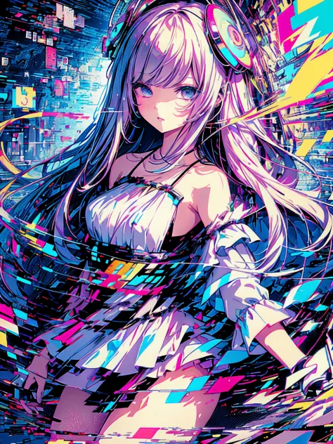 (​masterpiece、top-quality、top-quality、Official art、beautifly、Aesthetic:1.2、(1girl in:1.3)、glitch art、(digital distortion)、pixela...