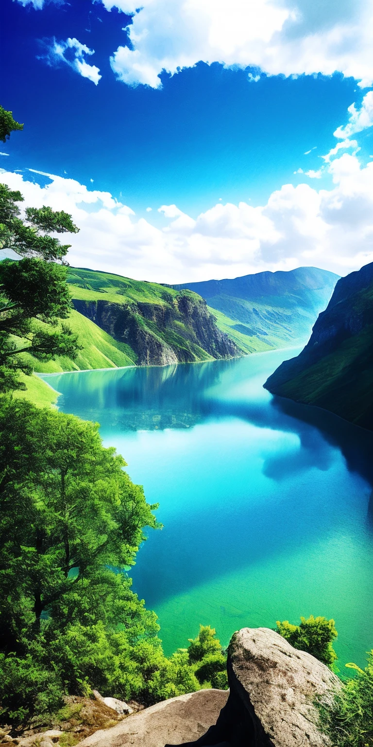 escenario, exterior, cielo, nube, día, no humanos, montaña, panorama, agua, árbol, blue cielo, aguafall, acantilado, naturaleza, lago, río, nubey cielo