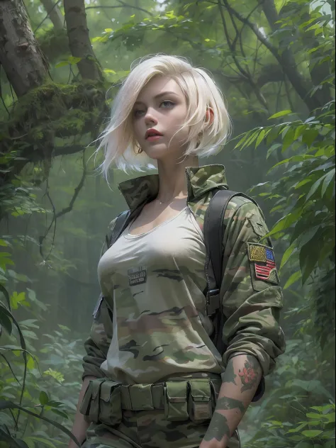 (((of the highest quality: 1.4))),(unparalleled masterpiece ever), (Ultra high definition),(Ultra realistic 8K CG), (((adult body))), (((1girl in))), ((( Bob Shorthair ))), 25-year-old American soldier with perfect body,,Beautiful and well-groomed face,mus...
