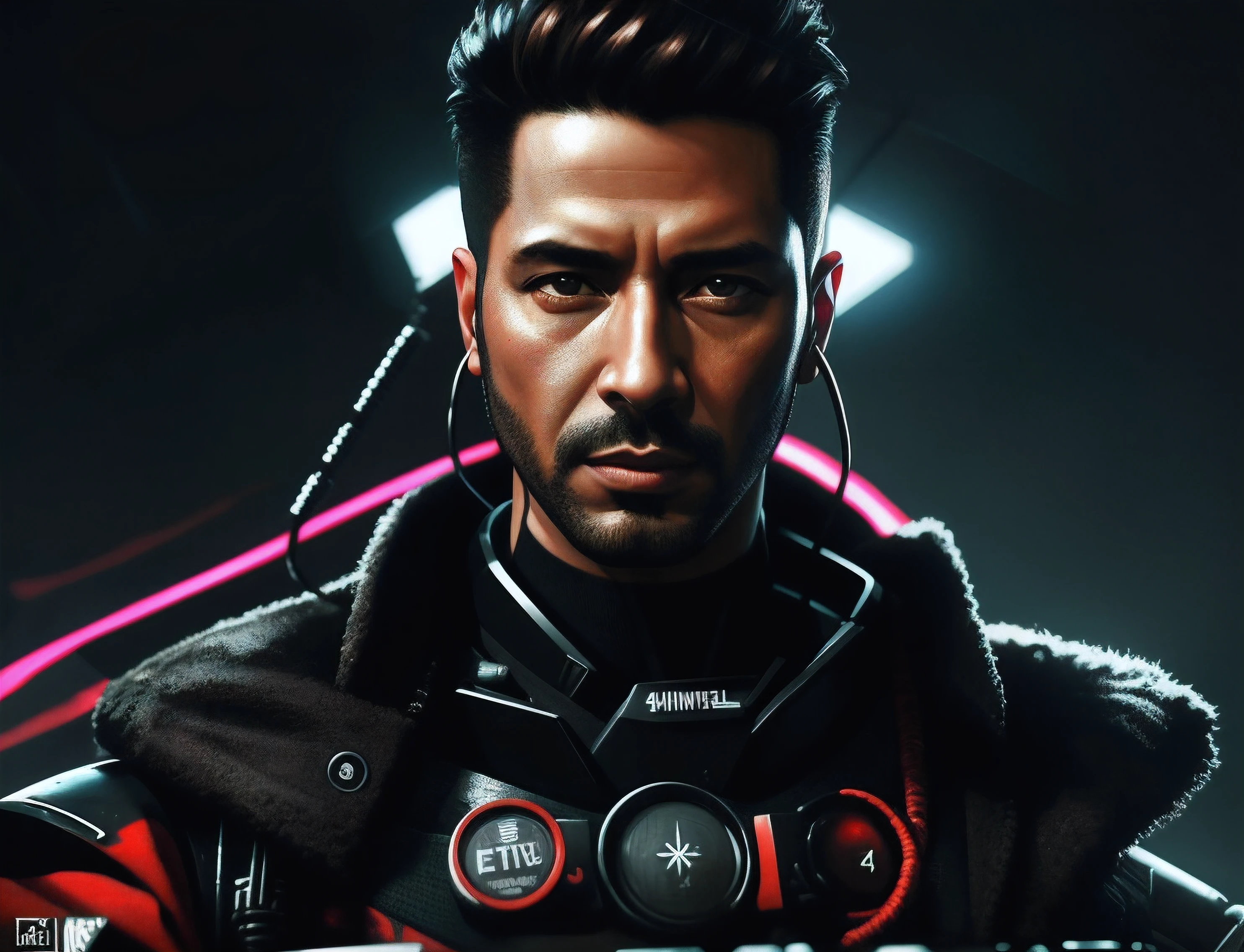 Arafed imagem de um homem com um sci - fiorer em seu peito, Arte digital detalhada em 4k, Arte digital altamente detalhada em 4k, Retrato de Adam Jensen, Epic portrait illustration, Retrato de um homem cyberpunk, pintura digital futurista, estilo pintura digital, Arte Digital 4K, 8k hd papel de parede arte digital, fan art, Retrato de um samurai cyberpunk