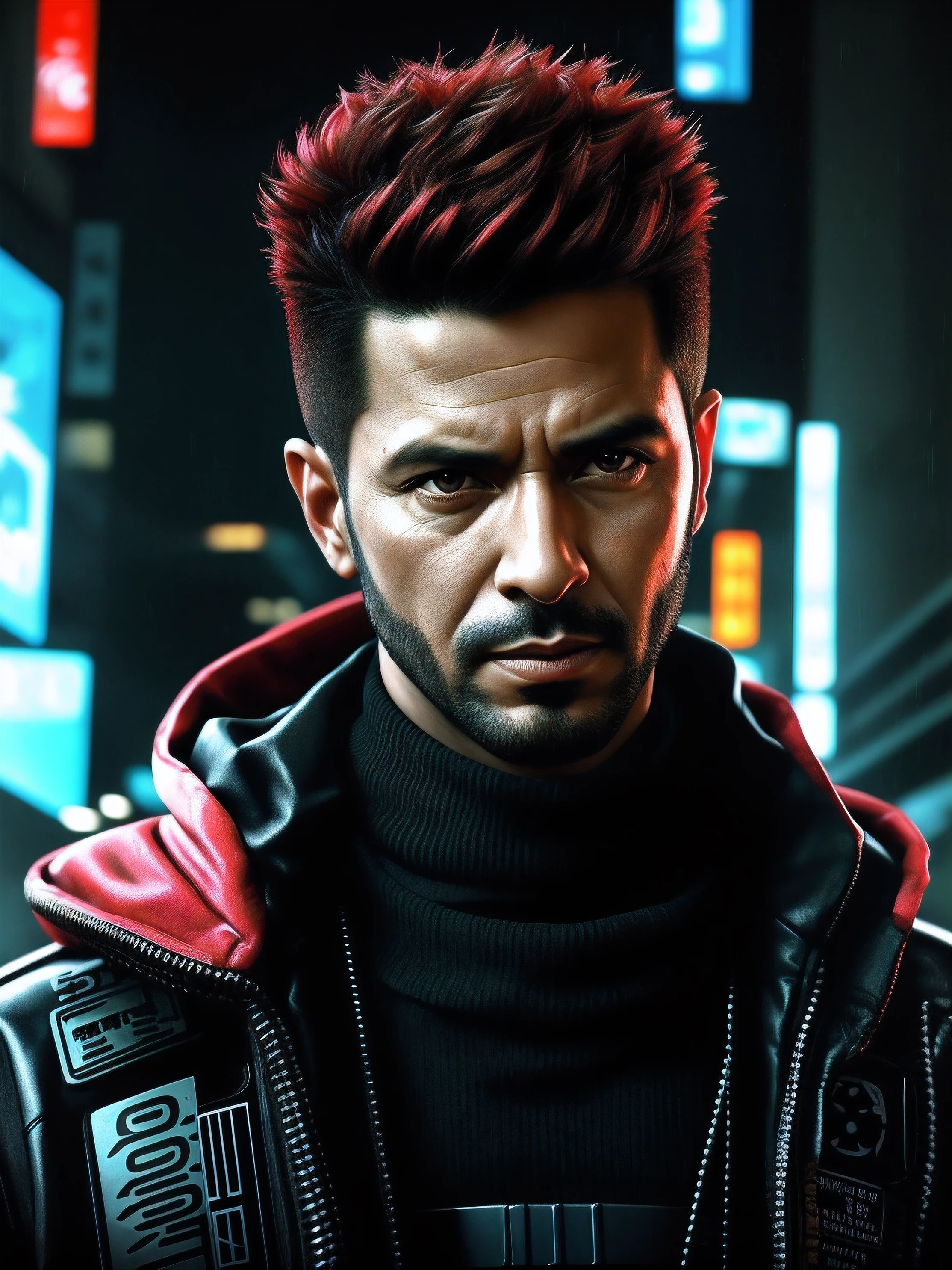 Arafed imagem de um homem com um sci - fiorer em seu peito, Arte digital detalhada em 4k, Arte digital altamente detalhada em 4k, Retrato de Adam Jensen, Epic portrait illustration, Retrato de um homem cyberpunk, pintura digital futurista, estilo pintura digital, Arte Digital 4K, 8k hd papel de parede arte digital, fan art, Retrato de um samurai cyberpunk