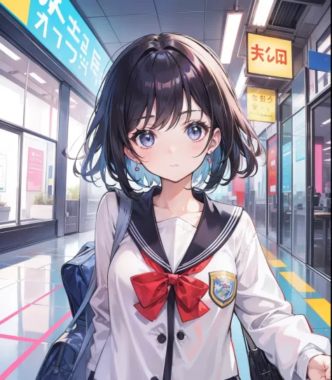 Student uniform cute girl，Light color scheme