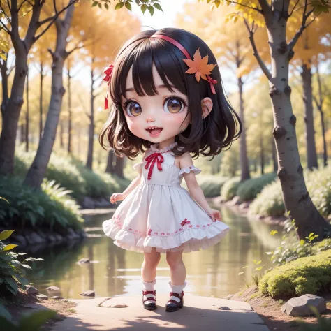 Cute Baby Chibi Anime,Super masterpiece, top-quality, Ultra-detailed, girl1、（（（Chibi）））、A dark-haired、fashion modell、Hard rocker...