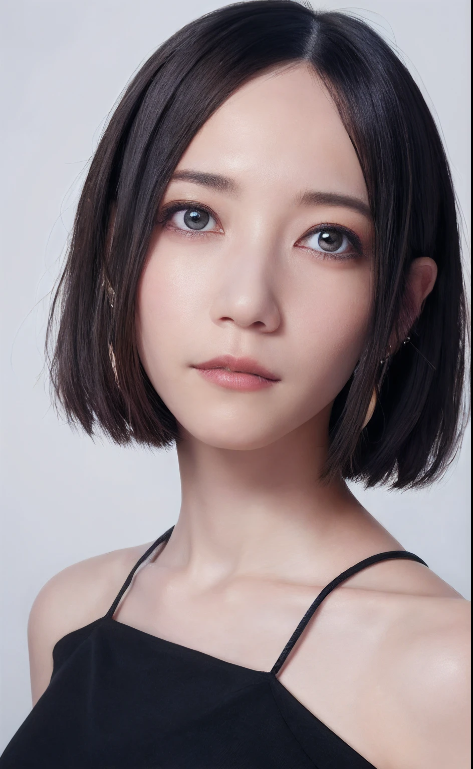 A close up of a woman with a black dress and a necklace SeaArt AI