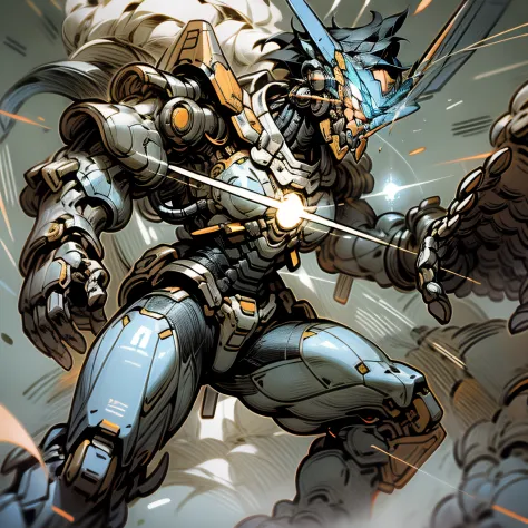 "Powerful and invincible mech radiating a sense of unstoppable force."