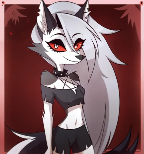 (Vivziepop style), anthro, octavia \(helluva boss\), owl demon, grey ...