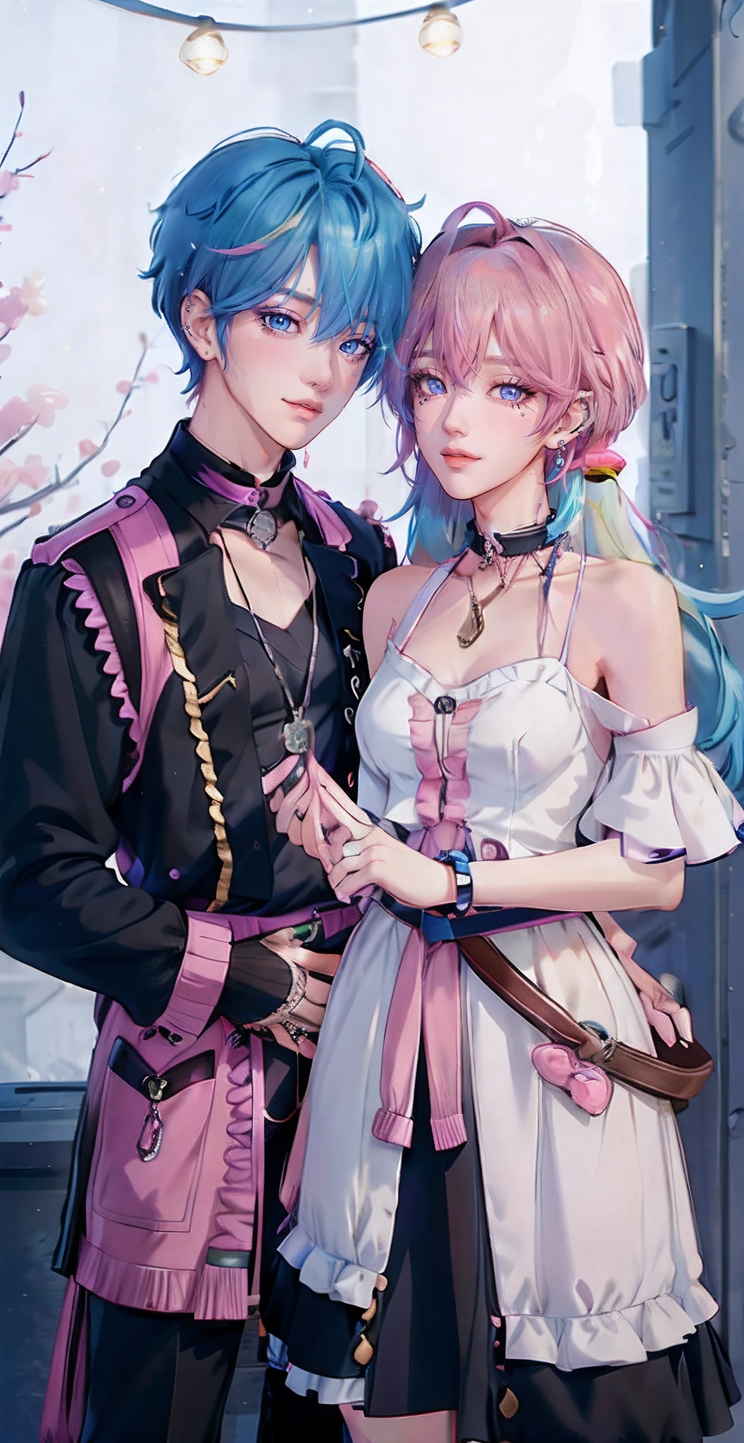 Anime couple dressed in costumes posing for a picture - SeaArt AI