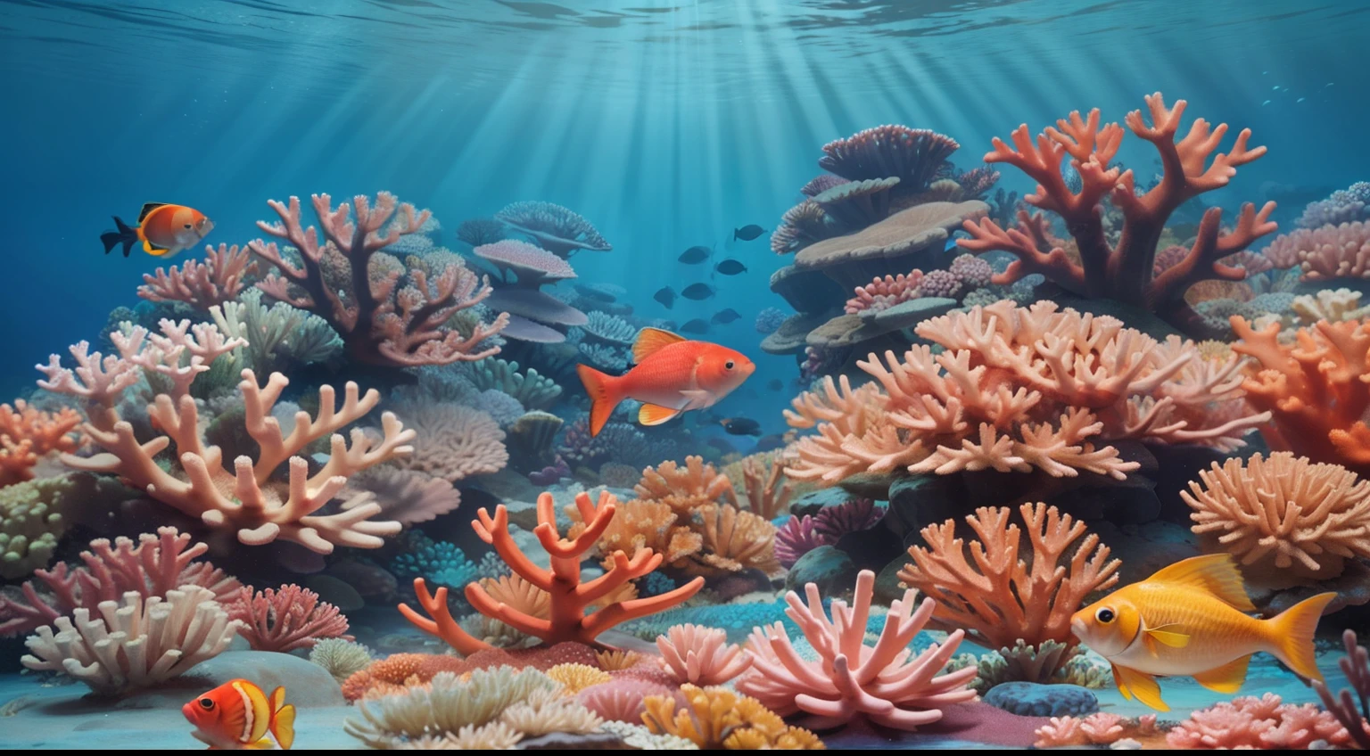 "High quality, masterpiece, underwater, coral reef, fish."