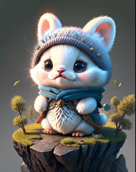 Top image quality、"Create cute creature masterpieces with inspired ultra-detailed concept art. Let your imagination come alive", （ermine）, high detailing, in 8K、Top image quality、jump up、uses magic、Thunder magic in the background