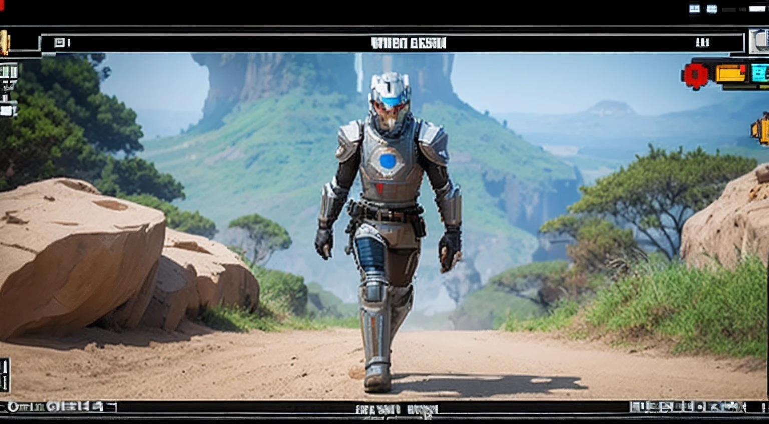 pixel game，character  design，Sci-fi suit，Warrior with a laser gun， Pixel art #pixelart