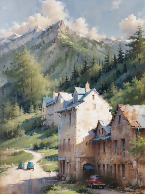 Mountain Landscape Print | Vintage Oil Painting