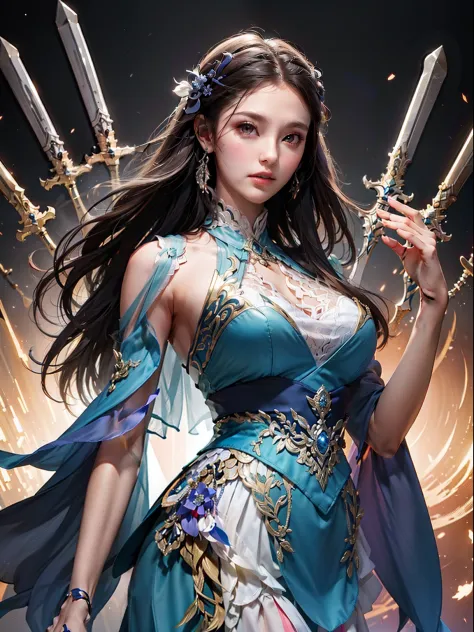 Ten thousand swords，multiple weapon（glowing weapon）offcial art，统一 8k 壁纸，ultra - detailed，Beauty and aesthetics，tmasterpiece，best...