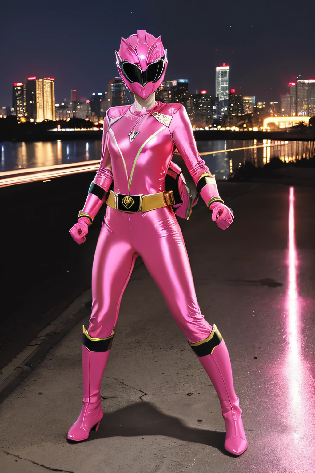 Arafed woman in pink power ranger costume posing for a picture - SeaArt AI