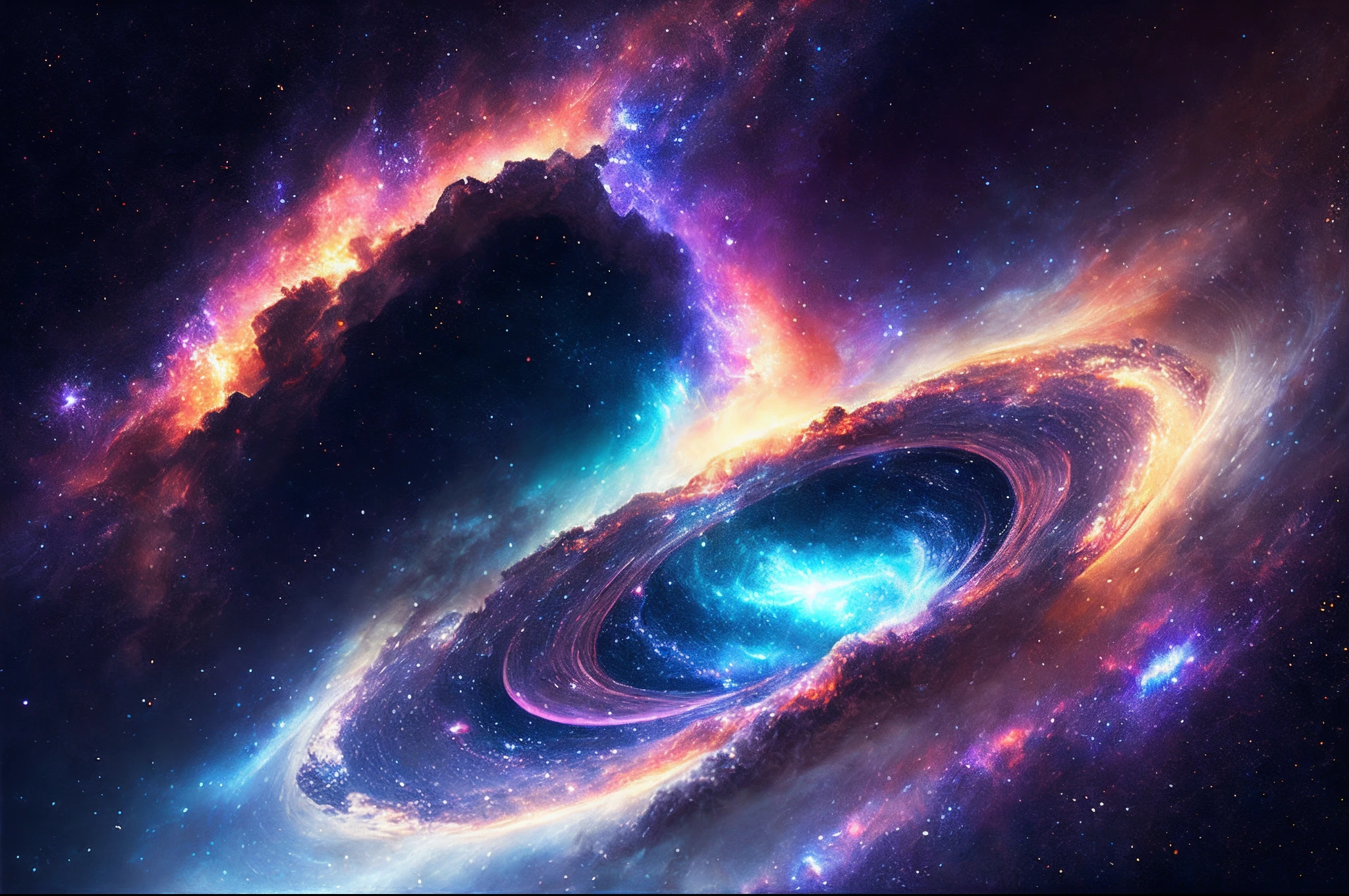 A close up of a spiral galaxy with a black hole in the center - SeaArt AI