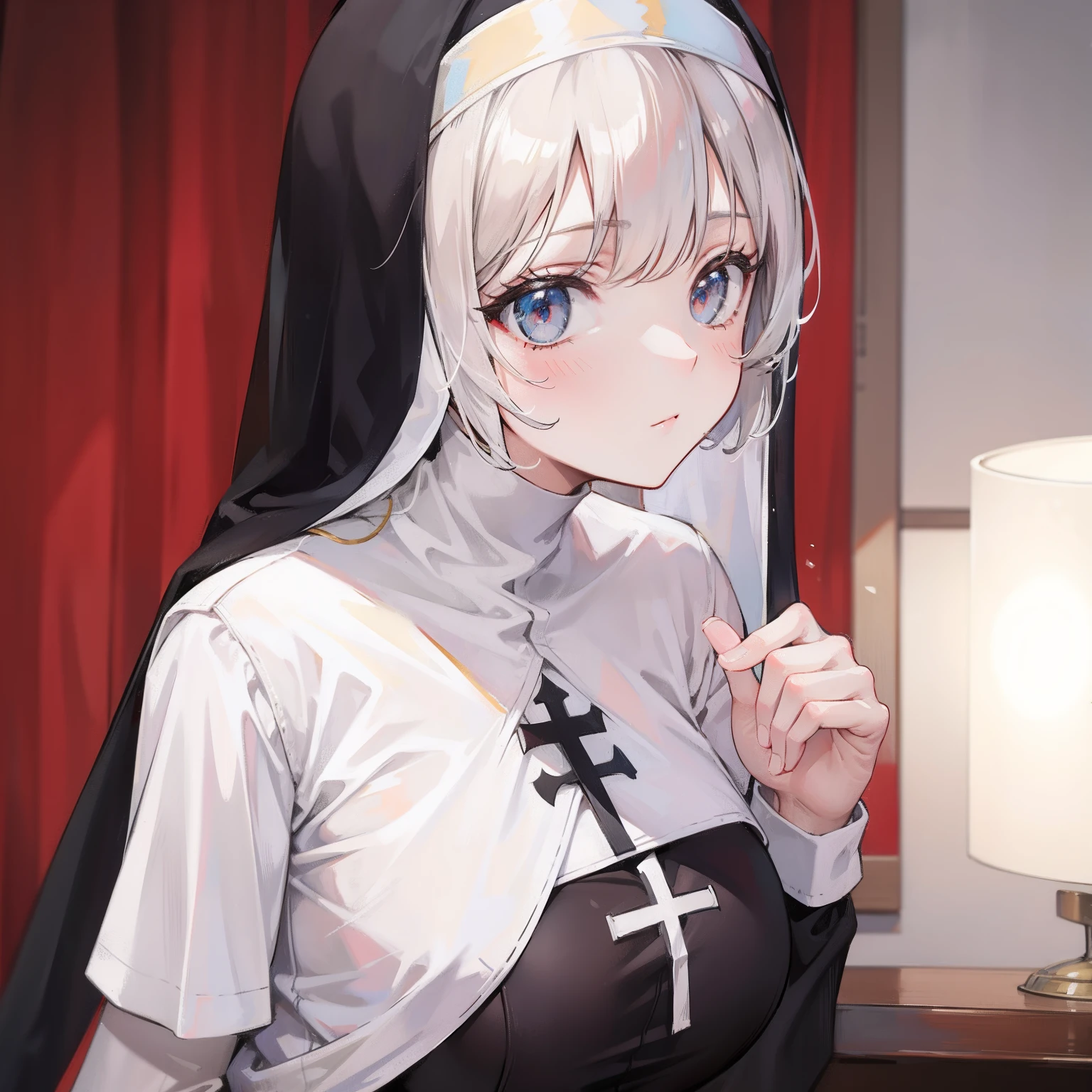 Anime character dressed in nun outfit with cross on chest - SeaArt AI