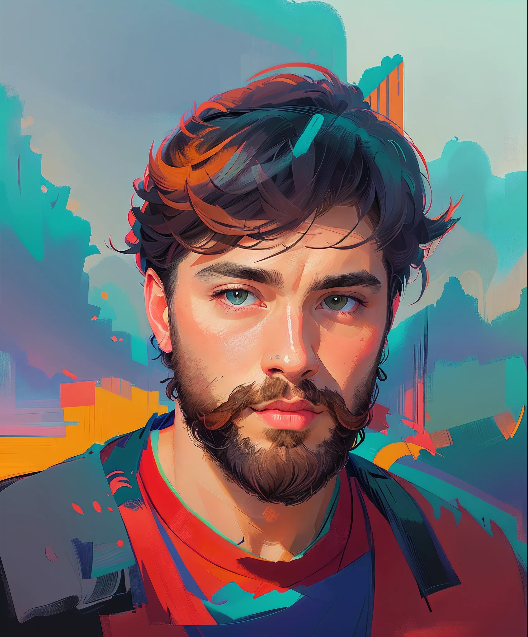 man with a beard and a red shirt, epic portrait illustration, low detailed. digital painting, very detailed digital painting, detailed digital painting, digital illustration portrait, stunning digital illustration, detailed color portrait, digital art portrait, digital 4k painting, digital portrait, painted digital art, painterly illustration, digital fantasy portrait, digital painting style