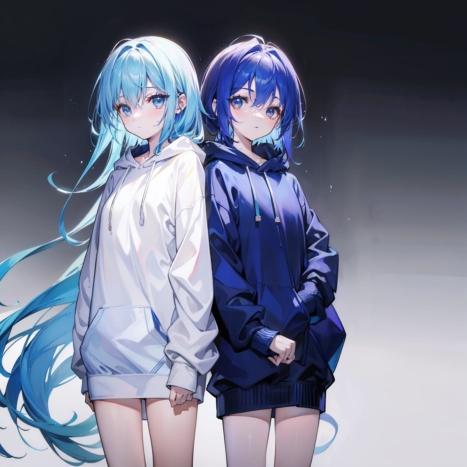 Anime characters with blue hair and white shirts standing next to each  other - SeaArt AI