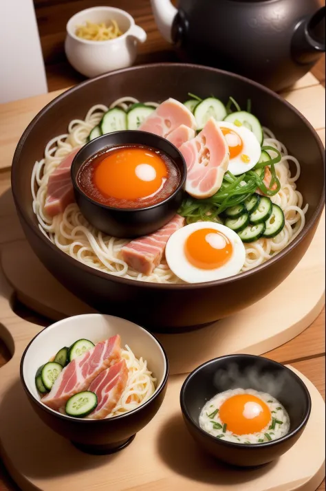 Chilled Chinese is、On top of Chinese noodles々Japan dishes with ingredients on top　The most commonly used ingredient is brocade egg、cucumber、ham、It's a tomato