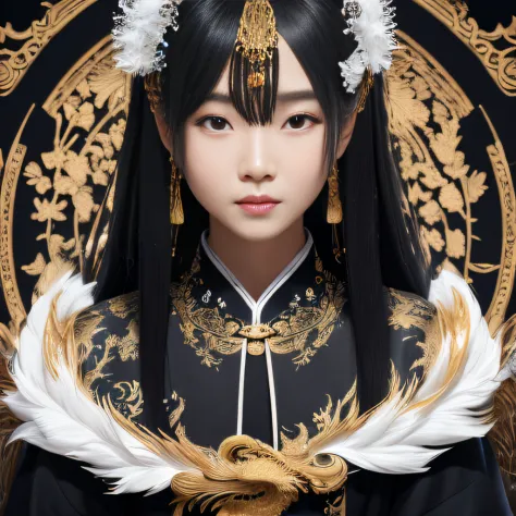 32k（tmasterpiece，k hd，hyper hd，32k）flowing long black hair，tongzhou maid ，black and white dragon protector （realisticlying：1.4），...