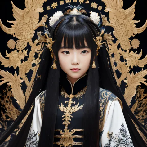 32K（tmasterpiece，k hd，hyper HD，32K）flowing long black hair，Tongzhou maid ，Black and White Dragon Protector （realisticlying：1.4），...