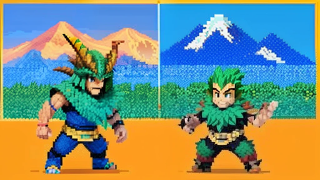 Akira Toriyama style，Flat pixel games《dragon quest》，Game monster design，（a Oriental Dragons：1.4），Full body like，16-bit pixels