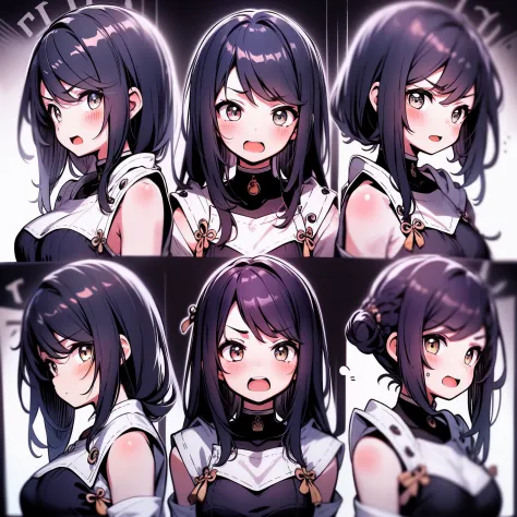 1 Cute Girl，9 tables，9 poses and expressions，Black strokes，Different emotions，10