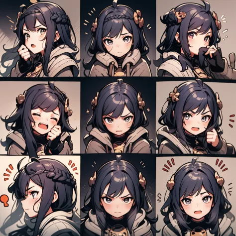 1 Cute Girl，9 tables，9 poses and expressions，Different emotions，10