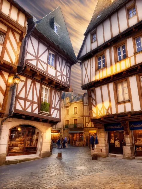 there are two buildings that are next to each other on the street, fancy medieval architecture, medieval architecture, in a medi...