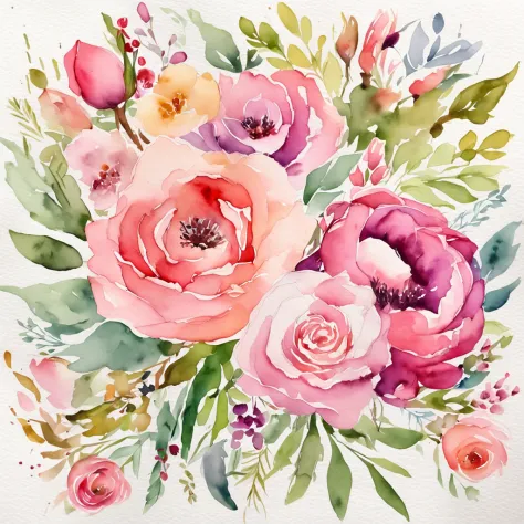 Wreaths, floral frames, delicate watercolor flowers in shades of