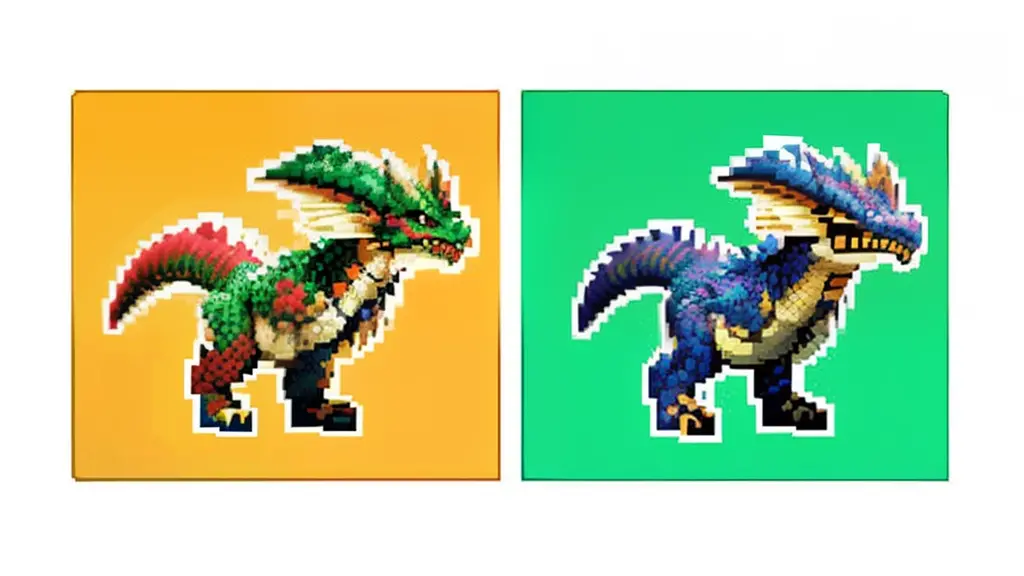 鸟山明风格，Flat pixel games《dragon quest》，Game monster design，（a Oriental Dragons：1.4），Full body like，16-bit pixels