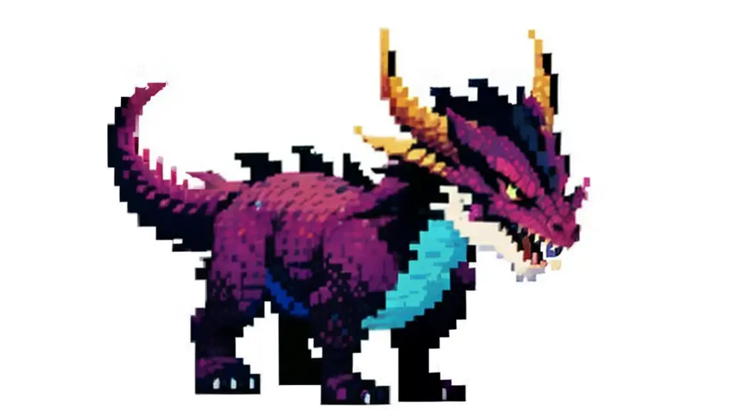 鸟山明风格，Flat pixel games《dragon quest》，Game monster design，（Western Dragon：1.4），Full body like，16-bit pixels