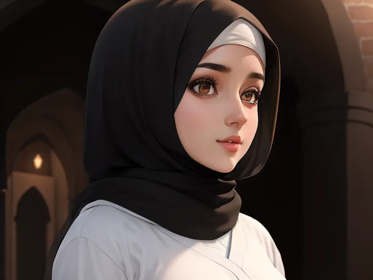 Realistic, 1girl, Hijabi Girl, Long Sleeves, Parted Lips - Seaart Ai