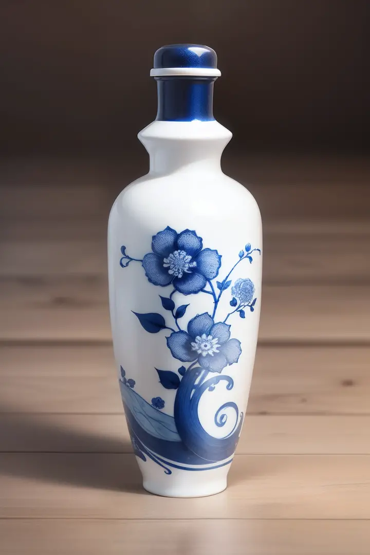 Realistic blue and white porcelain cosmetic bottle，Cylindrical size