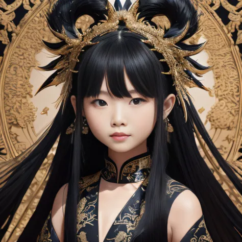 32k（tmasterpiece，k hd，hyper hd，32k）flowing long black hair，tongzhou maid ，black and white dragon protector （realisticlying：1.4），...