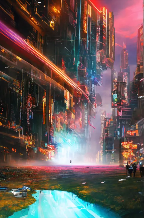 Futuristic cyberpunk world landscape