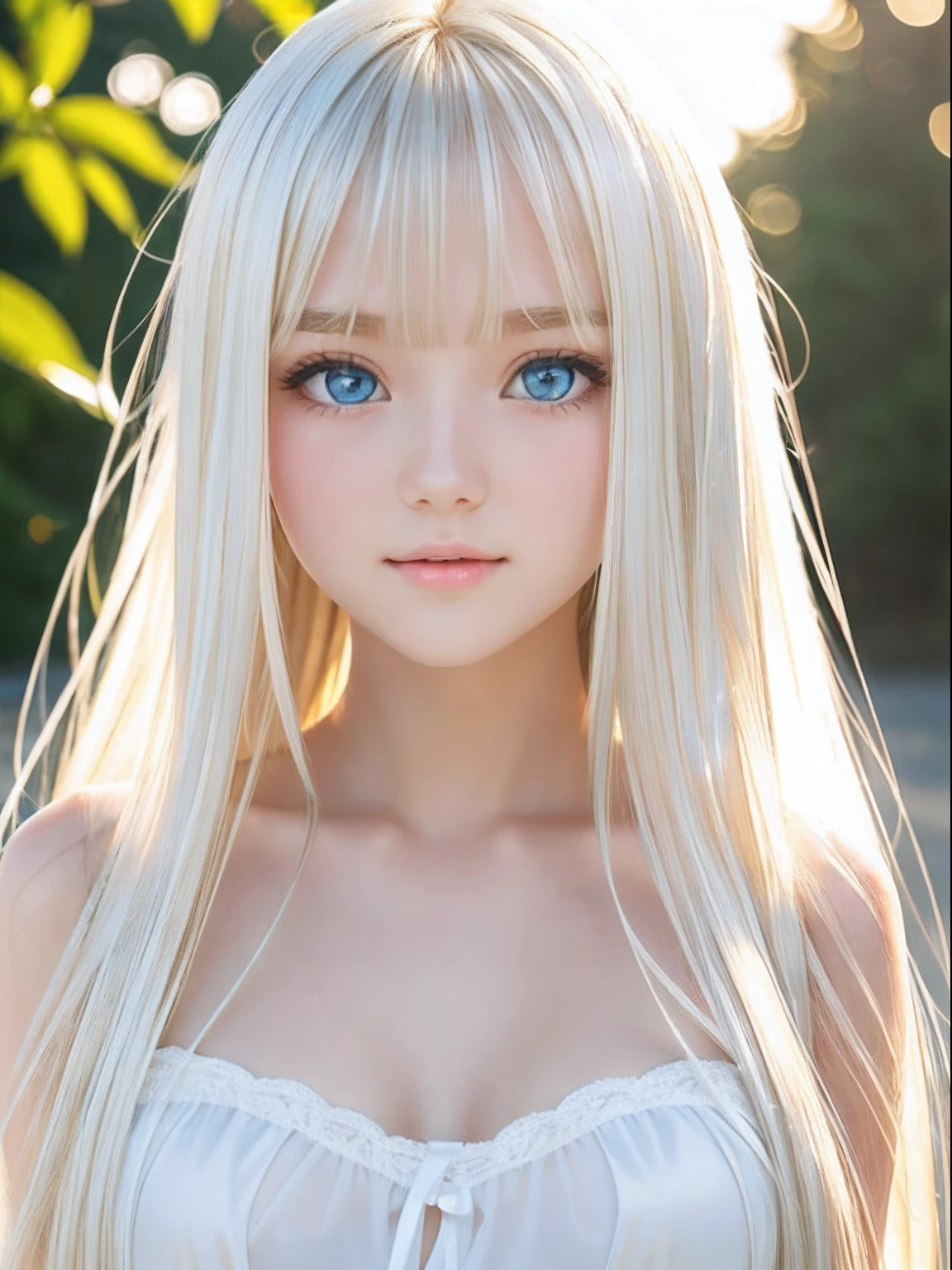 A close up of a woman with long blonde hair and blue eyes - SeaArt AI