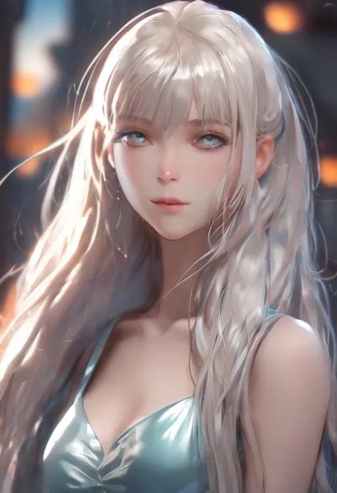 Crystalline big blue eyes、 full body, Platinum blonde hair、Super long and straight hair、Silky hair、Bangs between the eyes、naked、naked, undressed, NSFW, beautiful, young and shiny skin、Sexy and very beautiful appearance、Beautiful and cute face、 Very beautif...
