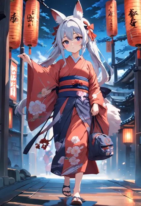 Anime girl wearing a kimono and carrying a large backpack，Character image on the extension of Onmyoji。
