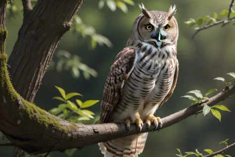 A wise old owl named Oliver perched on a sturdy tree branch